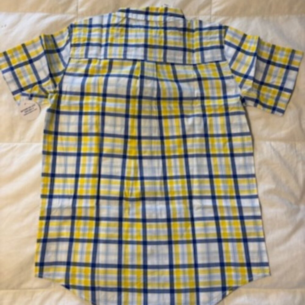 The Children's Place Button Up Shirt - Blue/Yellow (Size 14 XL)